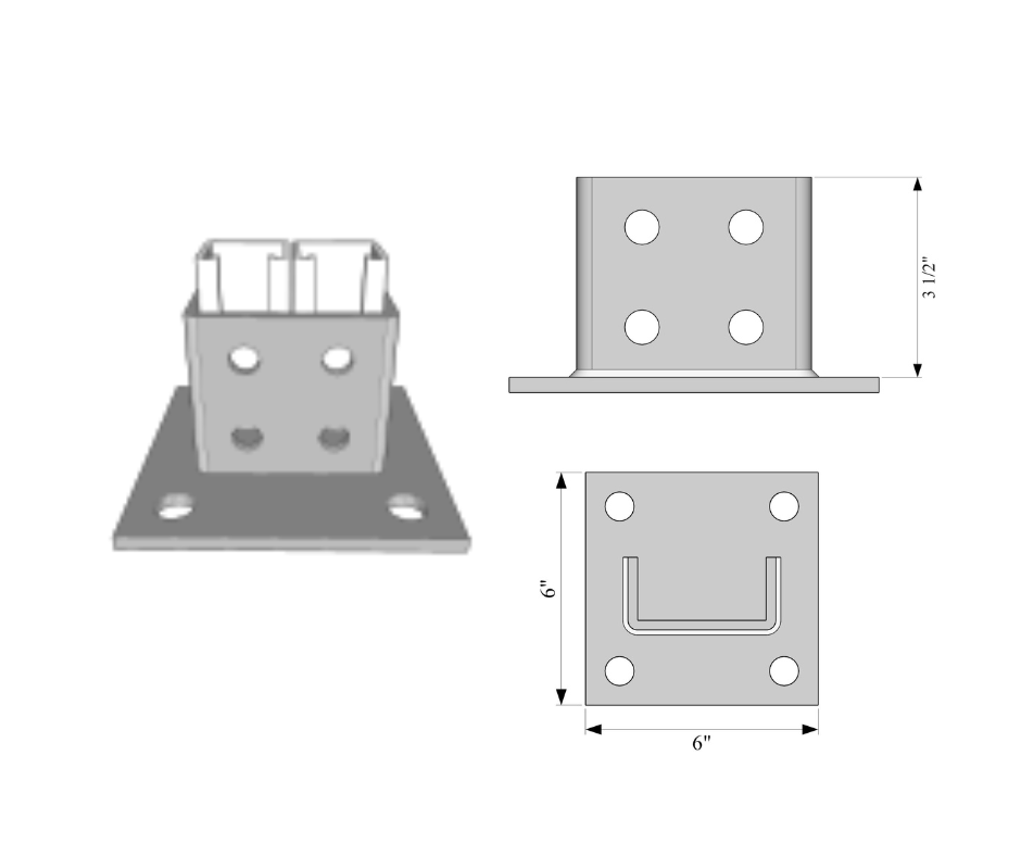 General Fittings | 3064SQ Post Base | Power Utility Products Co
