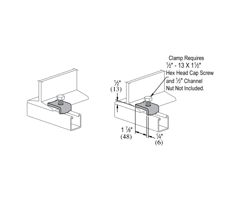 686 Hold Down Beam Clamp schematic with measurements